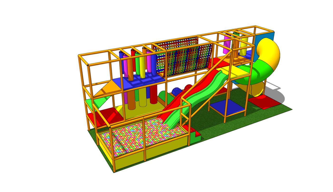 Brinquedão modular com escorregador e piscina de bolinhas